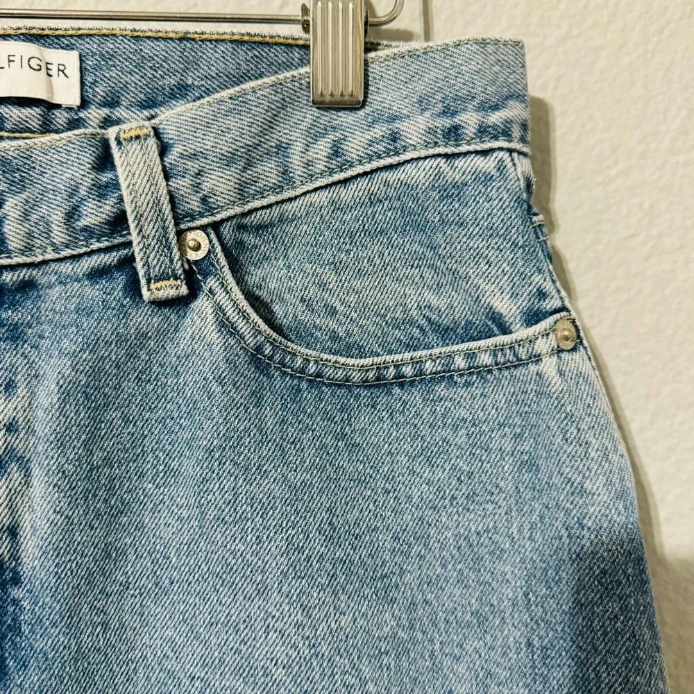 Tommy Hilfiger Cotton Mini Skirt Size 8 Light Wash Denim Vintage 90s Y2K Blue‎